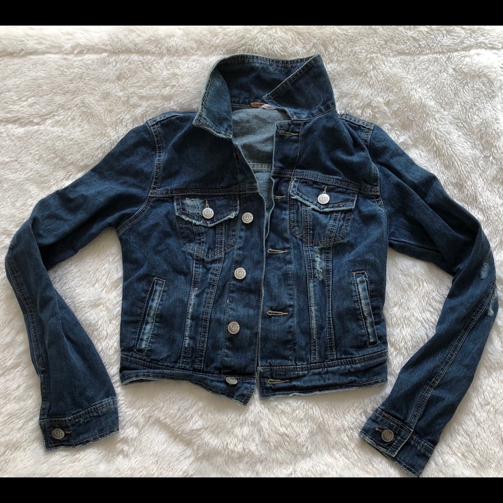 Free People Dark Wash Denim Jacket